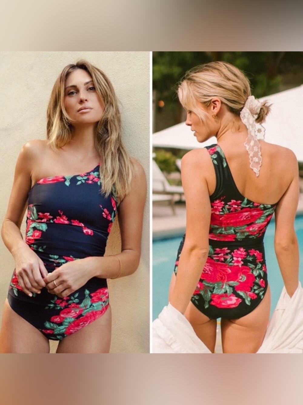 Albion Swimsuit Icon Ruched One-Piece Pink Floral - Picture 1 of 5